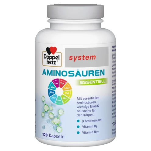 Abbildung der Produktverpackung Doppelherz system AMINOSÄUREN ESSENTIELL Frontansicht